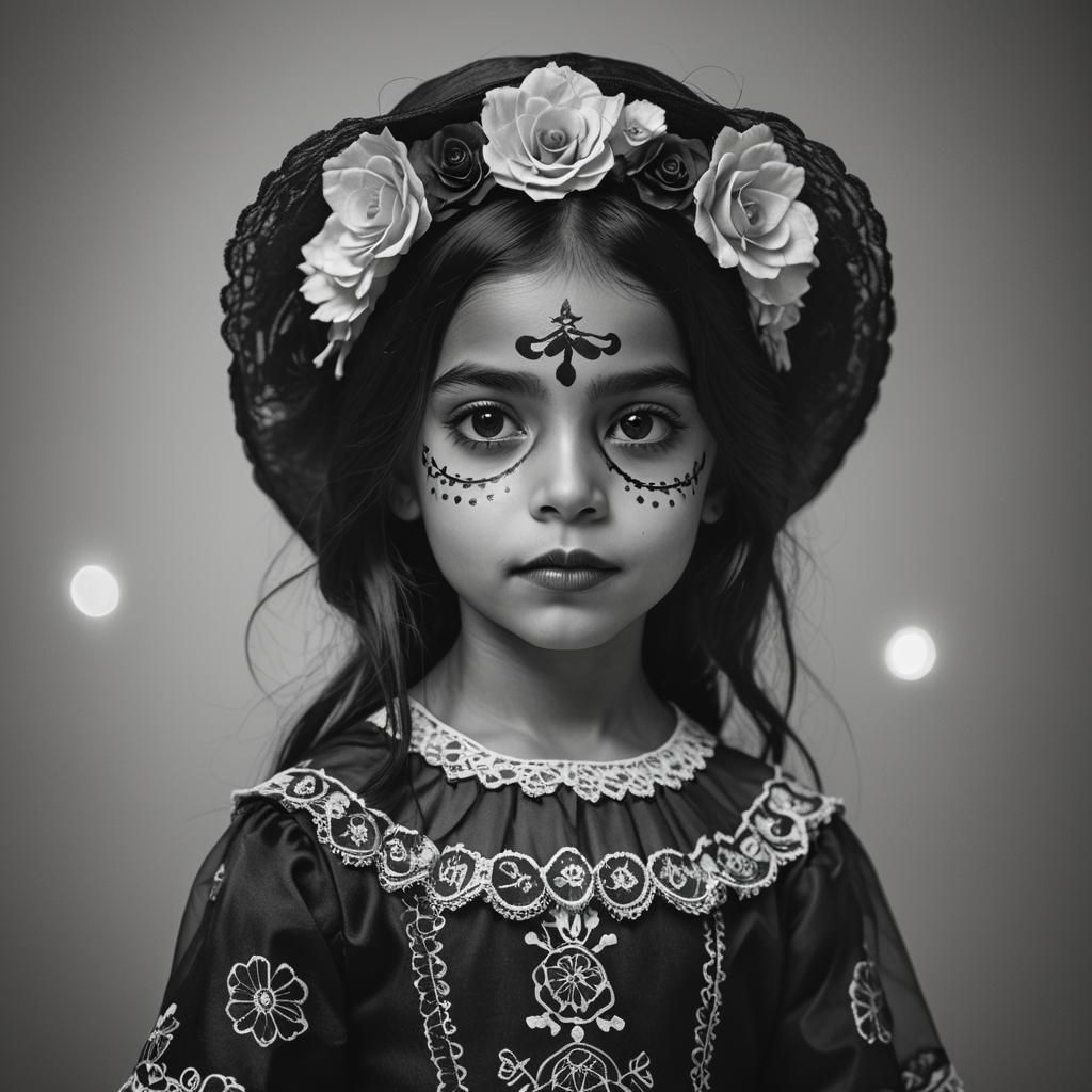 Hyper-Realistic Portrait of a Girl as Catrina