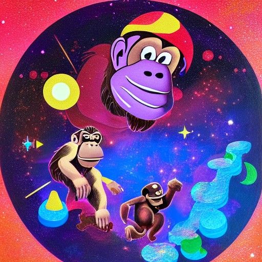 Donkey Kong in Cosmic Holographic Illustration