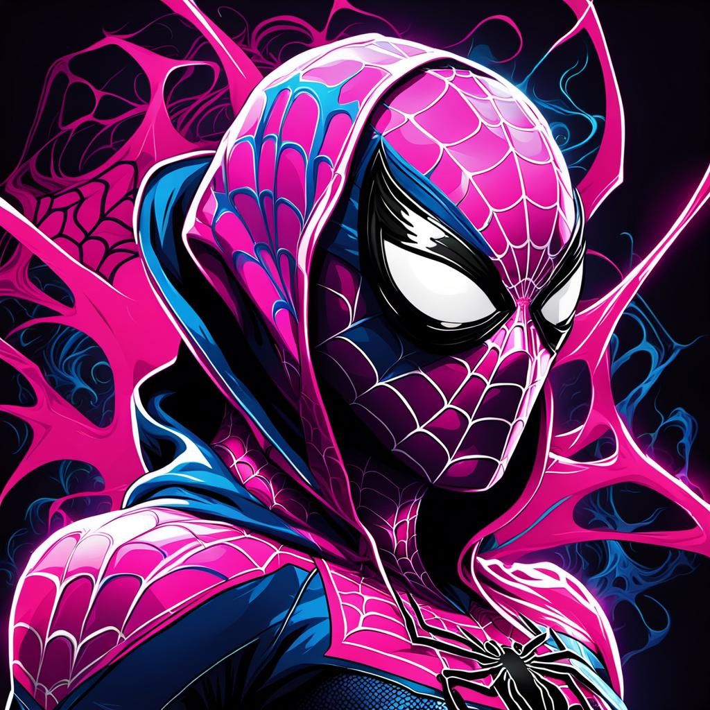 Spider-Gwen Venom Blacklight Poster in Vector Art Style