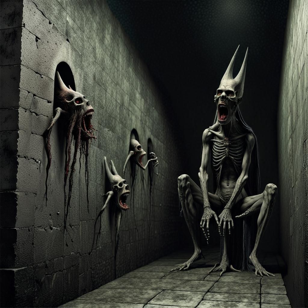 Nightmarish Cosmic Horror Landscape in Gustave Doré Style