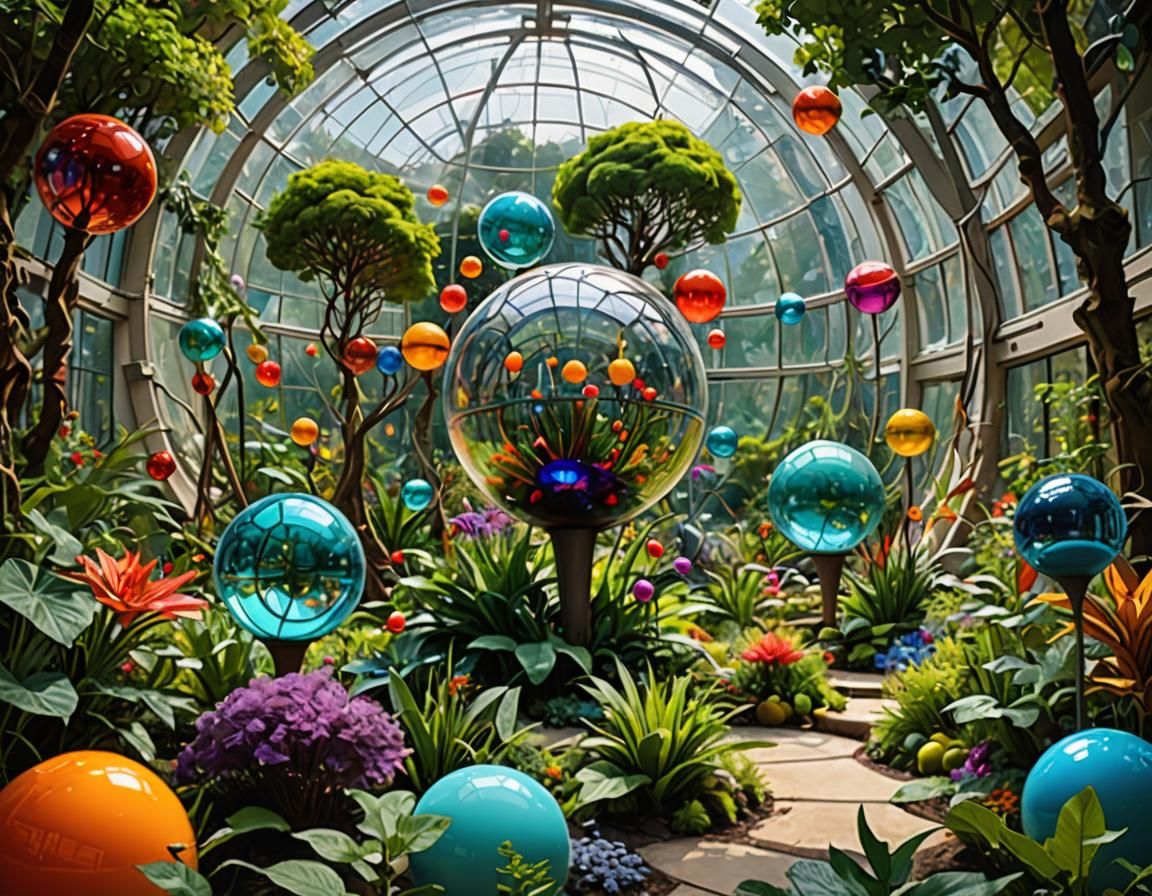 Colorful Futuristic Gardens in Transparent Spheres