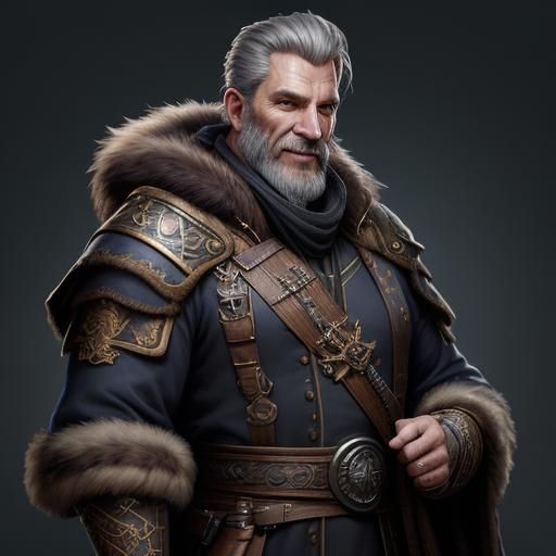 Handsome Guild Master with Fur in Detailed Digital Art