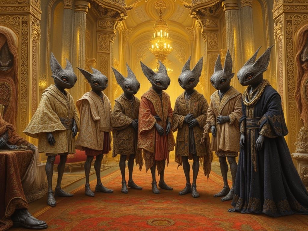 Aliens in Baroque Setting as Digital Art