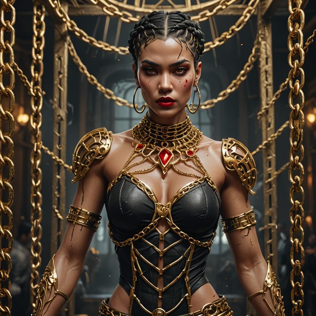 Alien Woman in Golden Cage: Fantasy Art