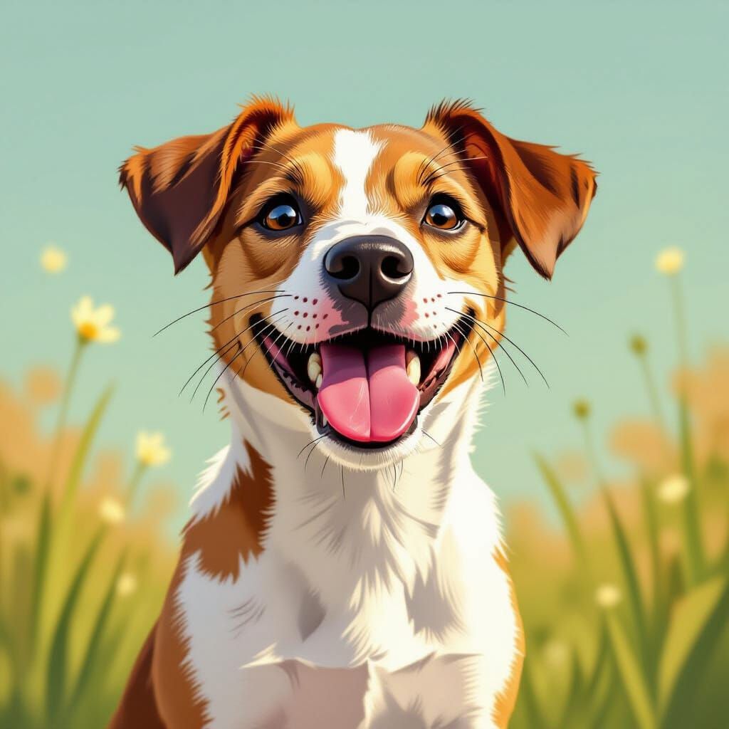 Joyful Jack Russell Terrier Licking Lips in Soft Daylight