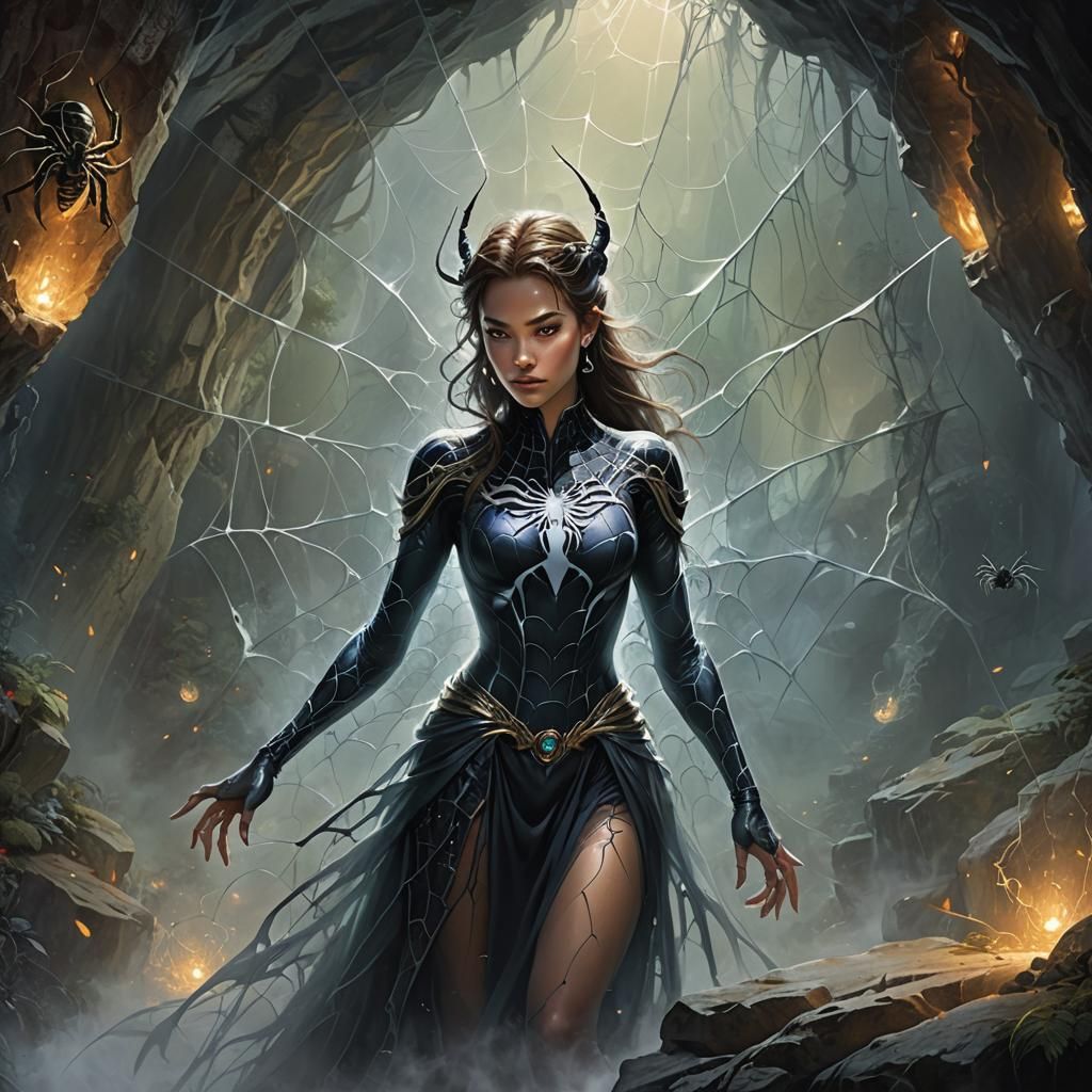 Ethereal Spider Queen in Fantasy Cave