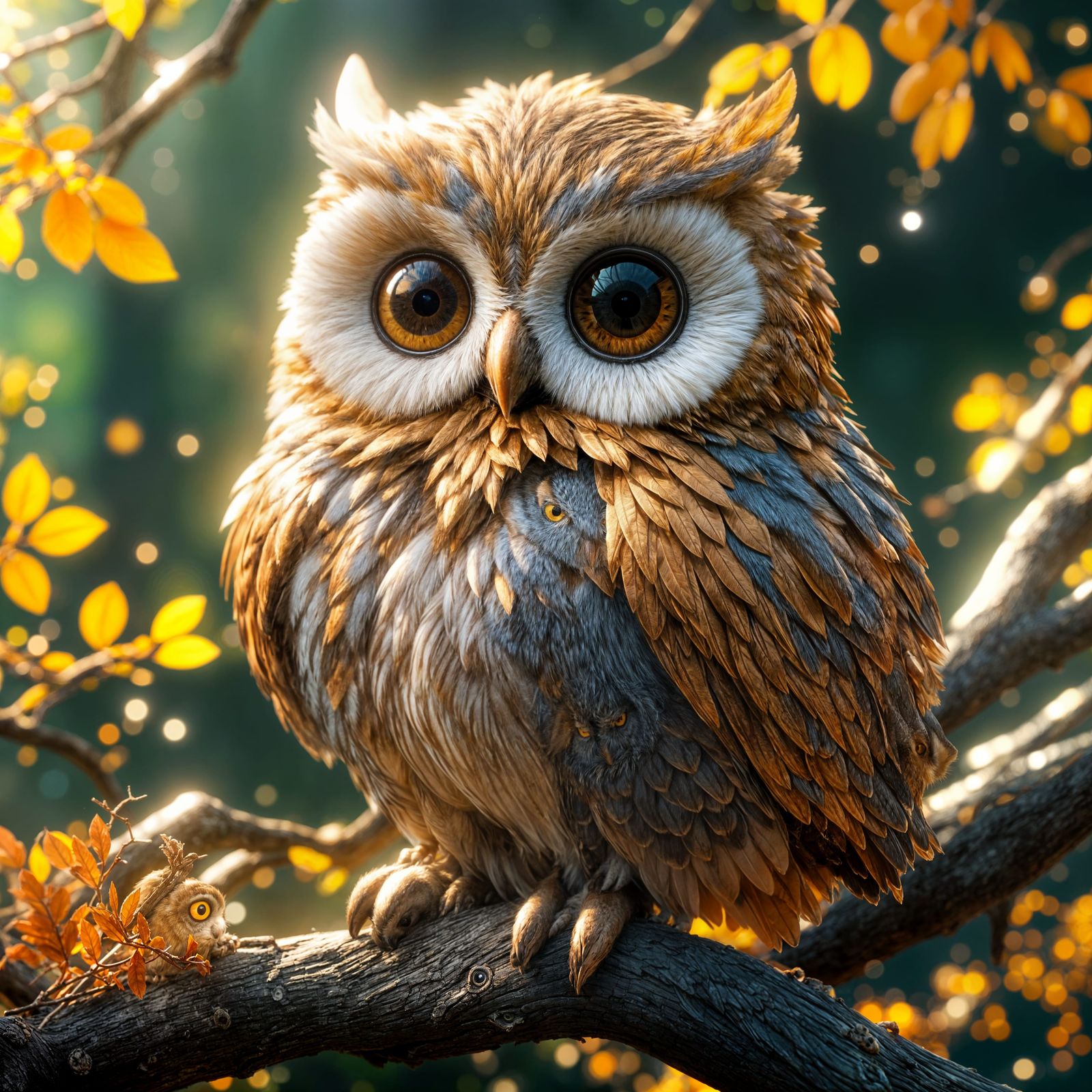 Cutest Owl with Adorable Eyes in Tree
