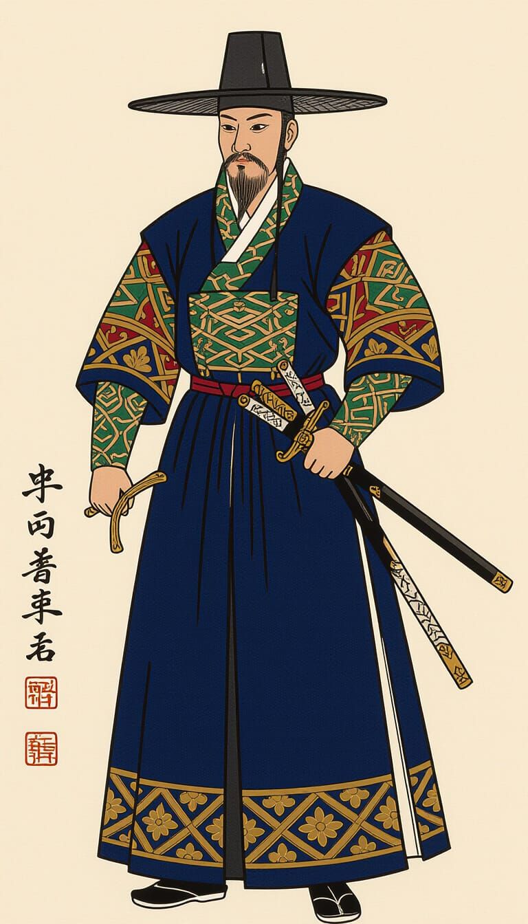 Joseon Dynasty Tyrant King in Traditional Outdoor Attire