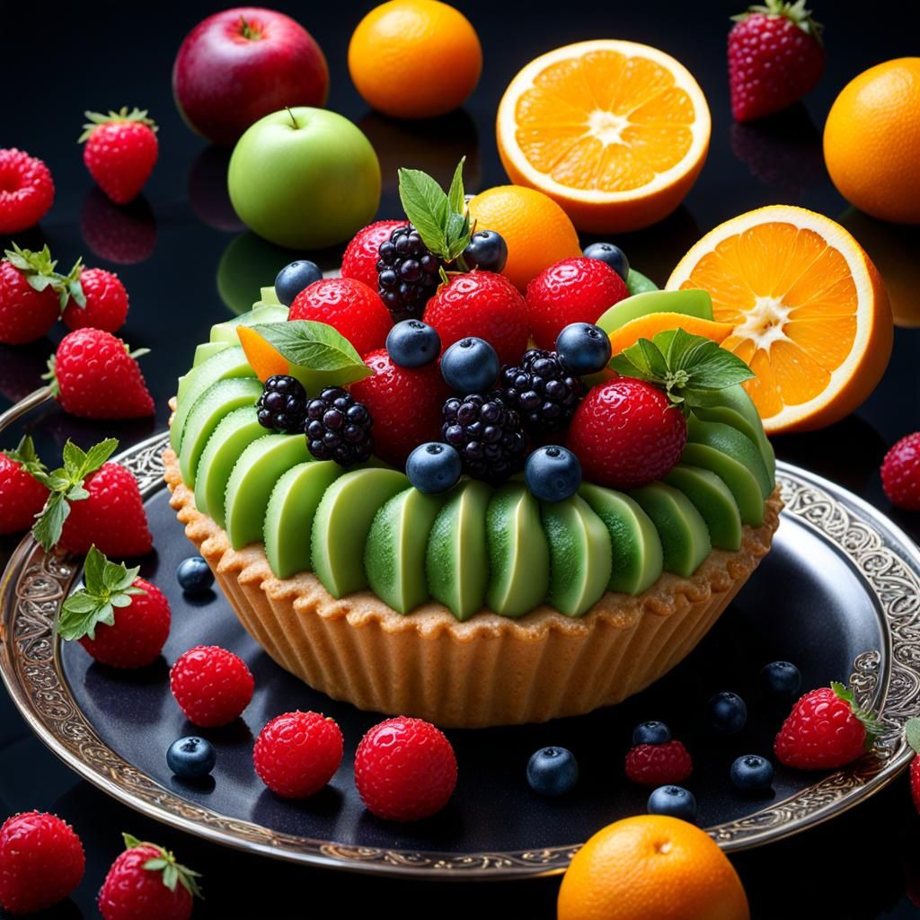 Mouthwatering Fruit Pies as Hyperdetailed Jewels