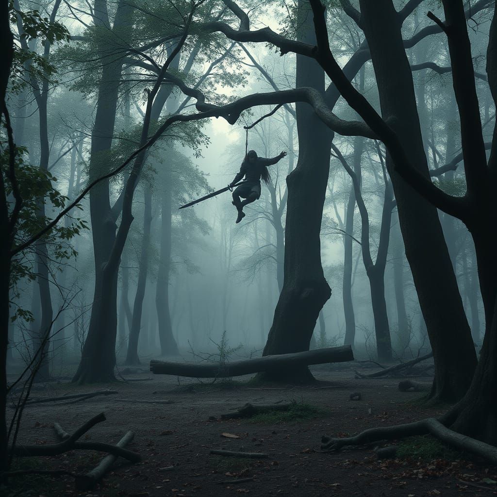 Woodland Battle Aftermath in Medieval Style