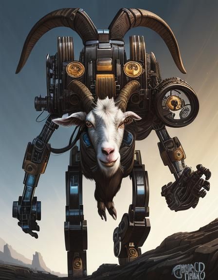 Clockwork Cyborg Goat: Comic Book Style Art