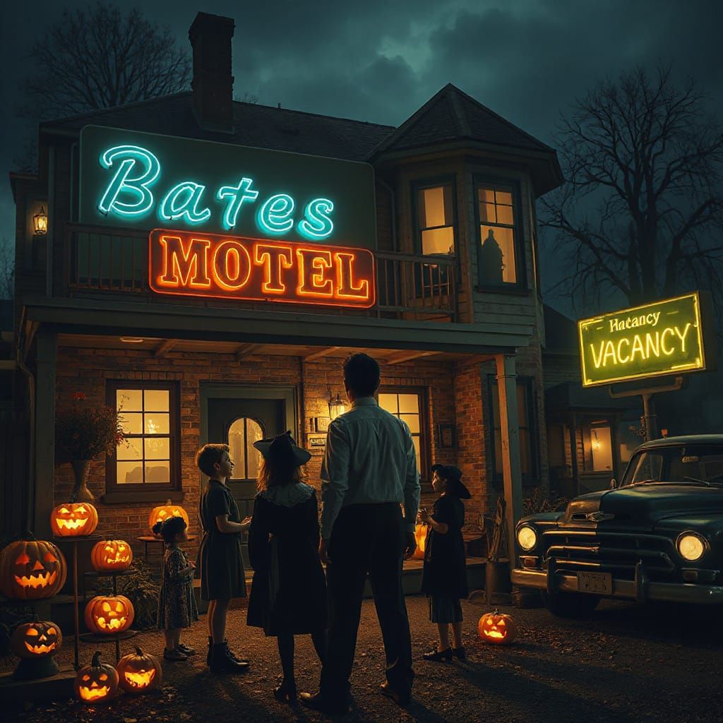 Norman Bates Greets Trick-or-Treaters at Haunted Bates Motel
