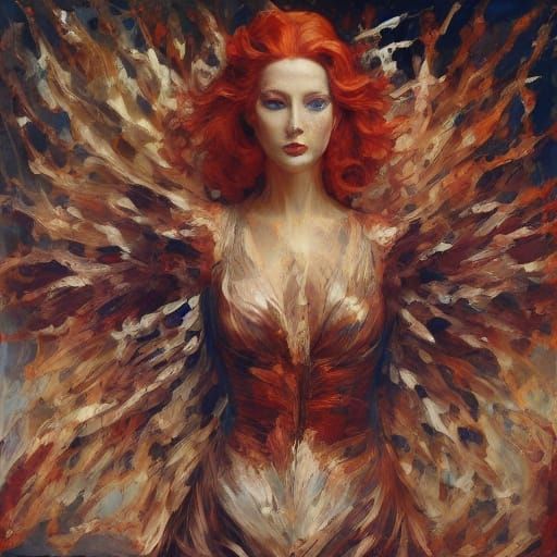 Spectral Figure Under Glitch Skies in Surreal Oil Painting