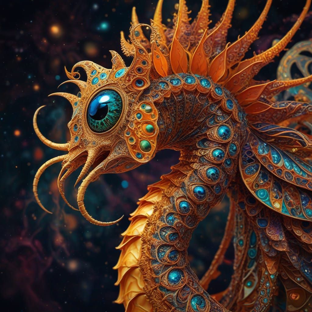 Cosmic Birdlike Creature Stares into a Swirling Scorpion Fra...