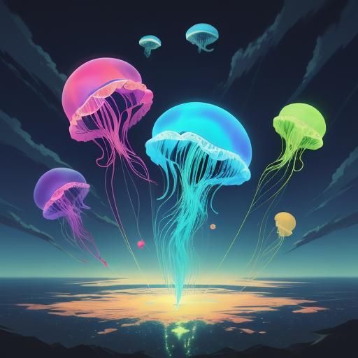 Flying Jellyfish Alien in Anime Style