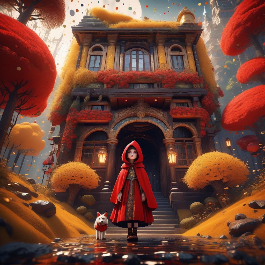 Little Red Riding Hood in Klimt Style