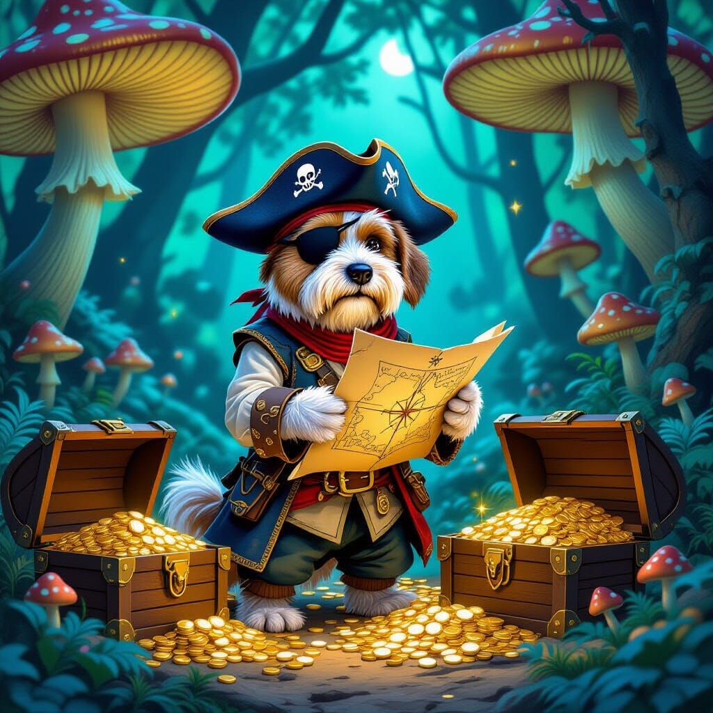 Pirate Dog's Treasure Trove in Mushroom Forest