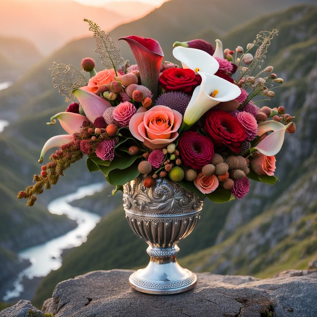 Floral Bouquet with Calla Lily in Golden Hour