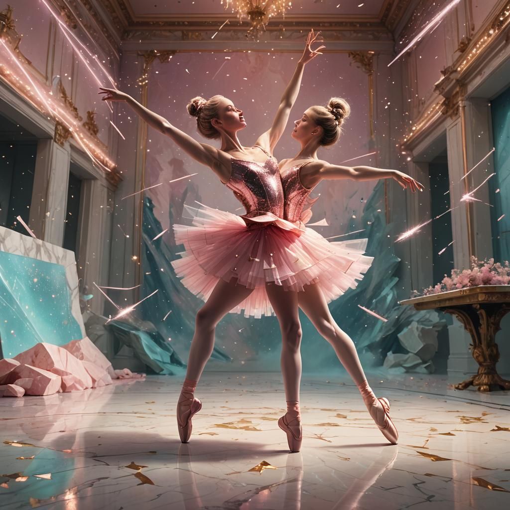 Ballet Dancer's Baroque Fantasy Under Shooting Stars