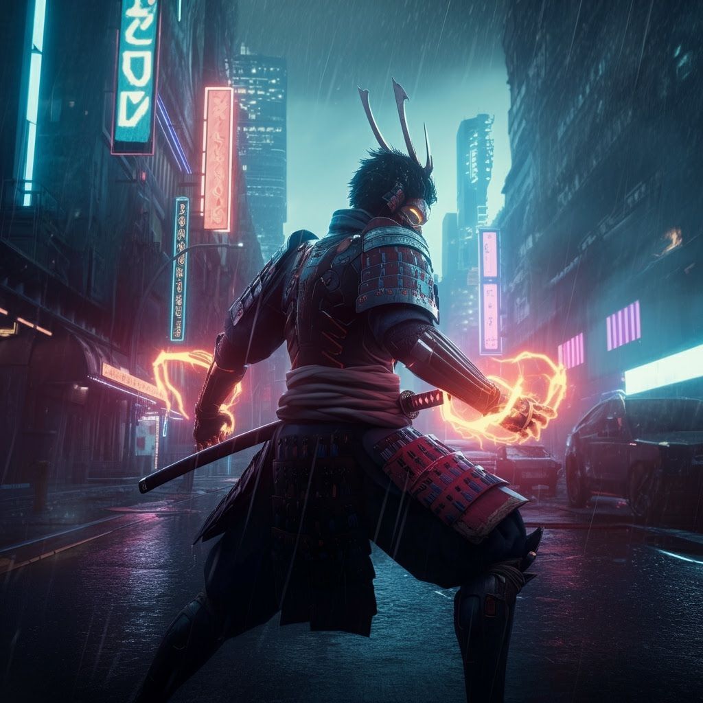 Cyberpunk Samurai with Shonen Energy Powers