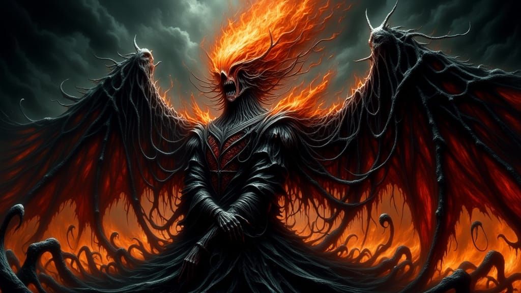 Fiery Heart Torn by Cyberpunk Demon