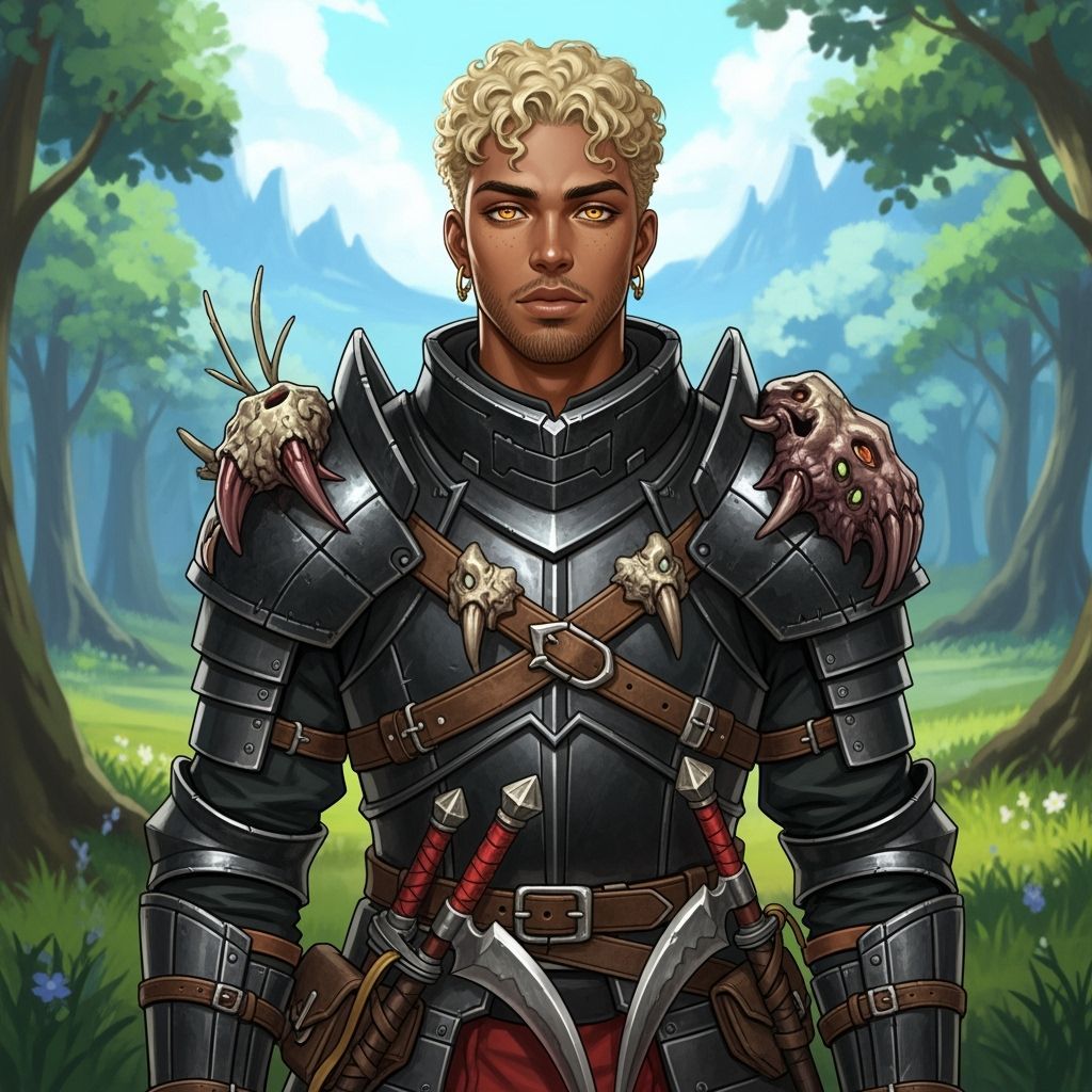 Handsome Warrior in Dark Fantasy Forest