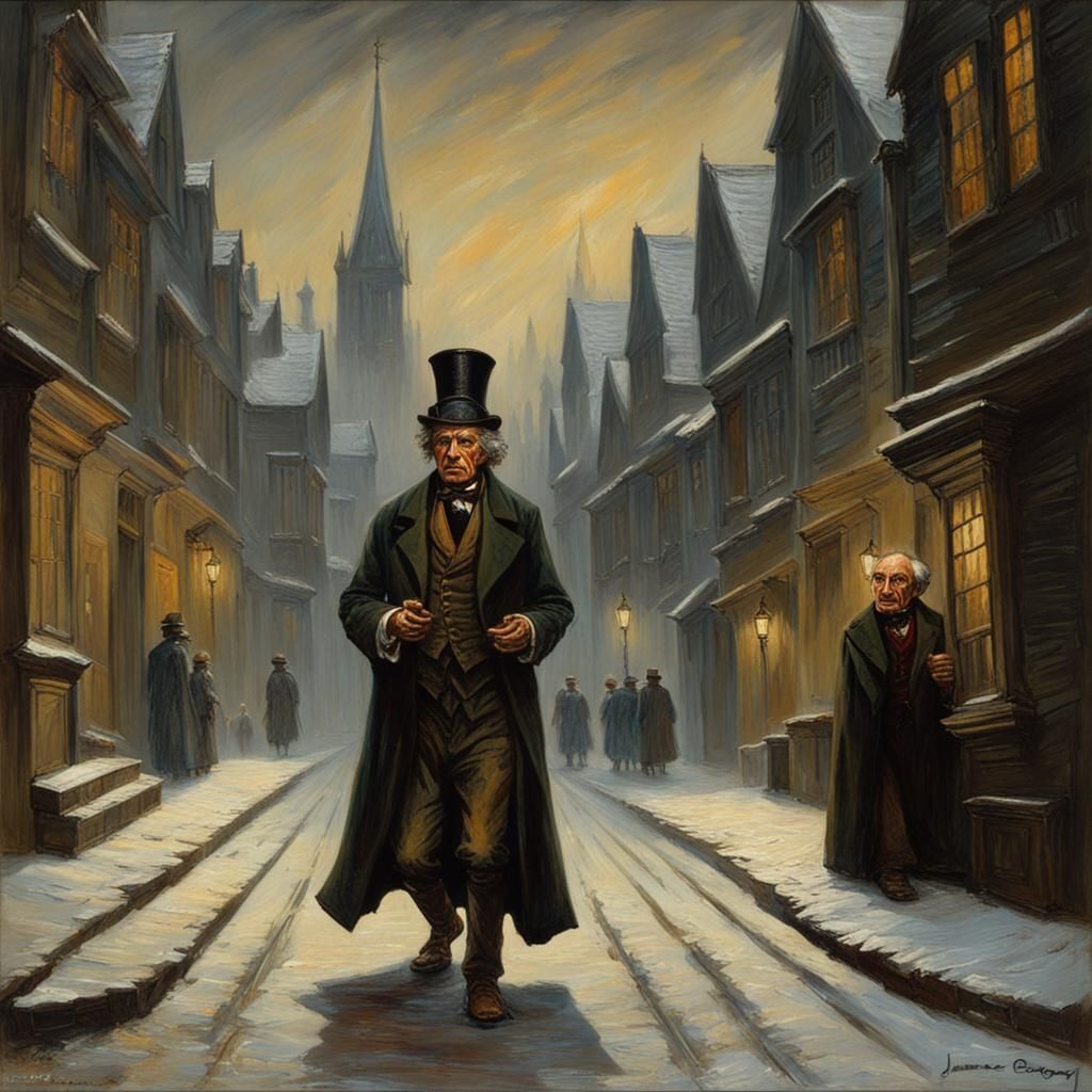 Ebenezer Scrooge in Gothic Renaissance Street