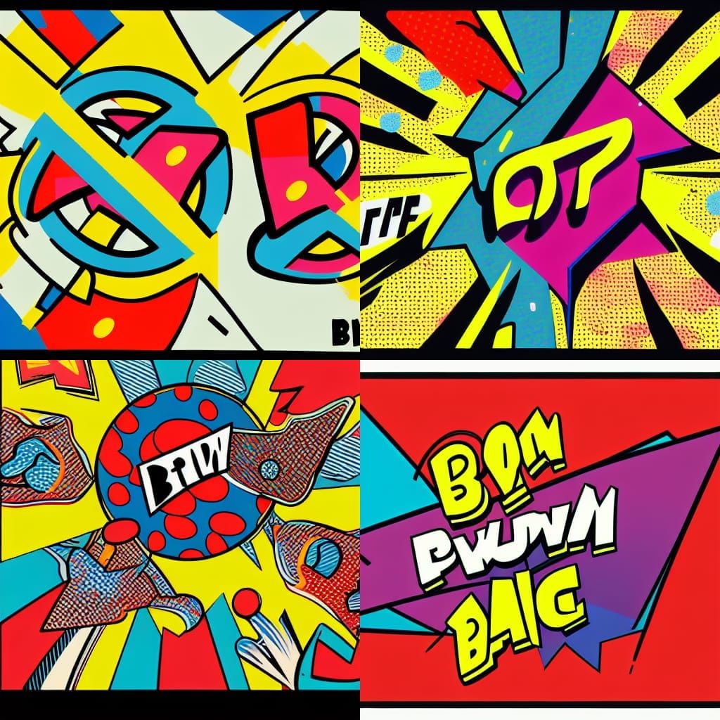 Dynamic Pop Art Explosion with Word Bubbles