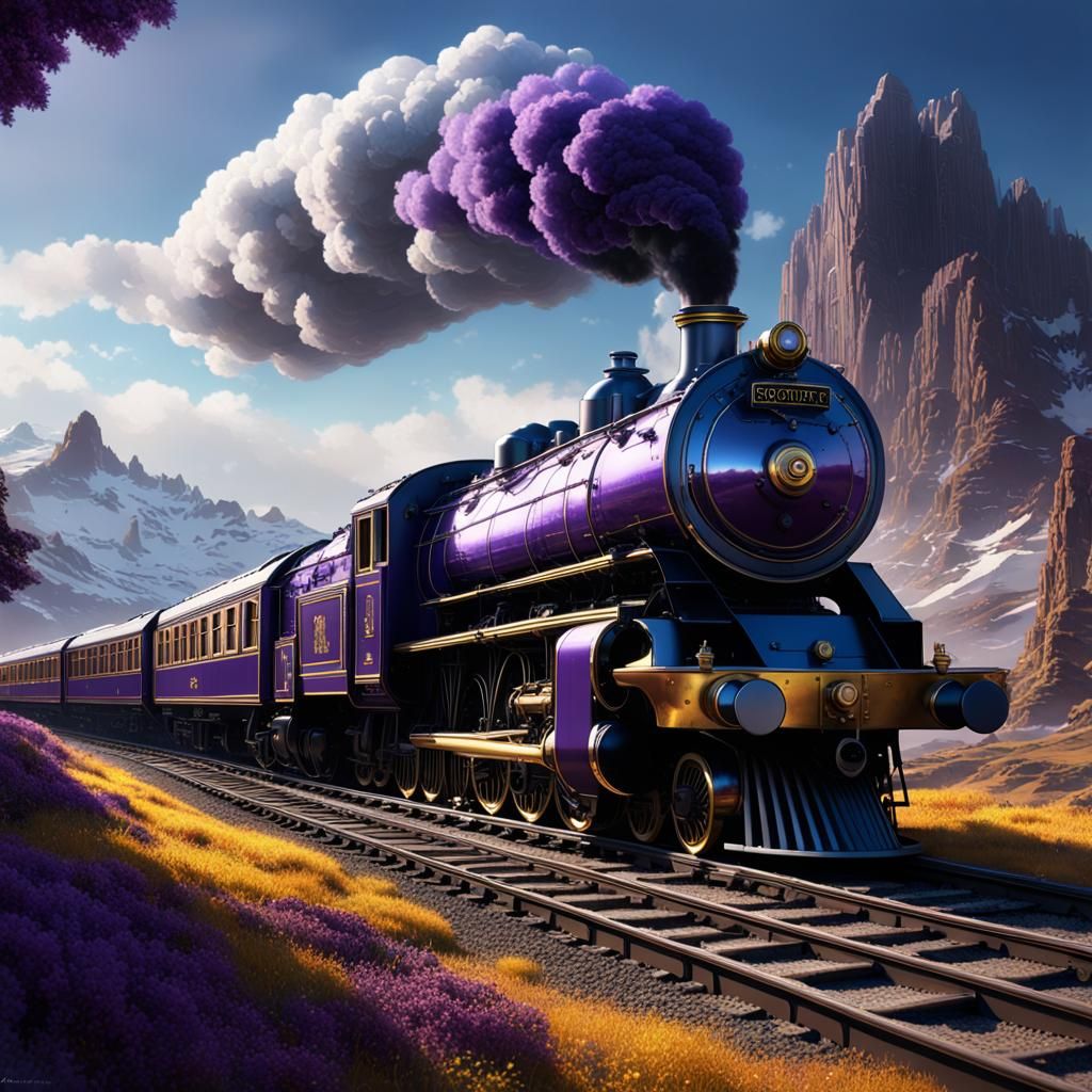 Sci-Fi Orient Express Locomotive: Dark Fantasy Art