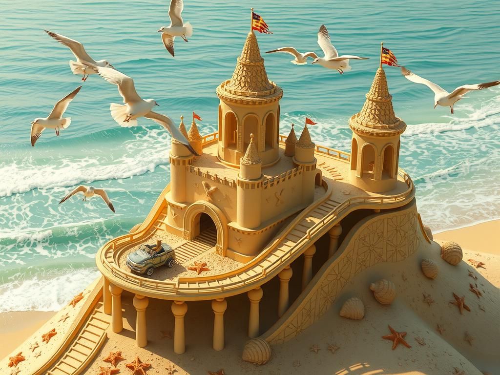Sandcastle Roller Coaster in Dreamlike Style