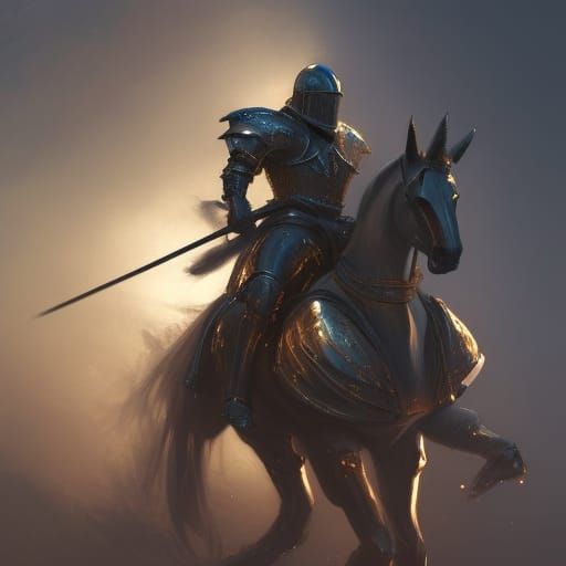 Medieval Knight in Glowing Armor: Dark Fantasy Art