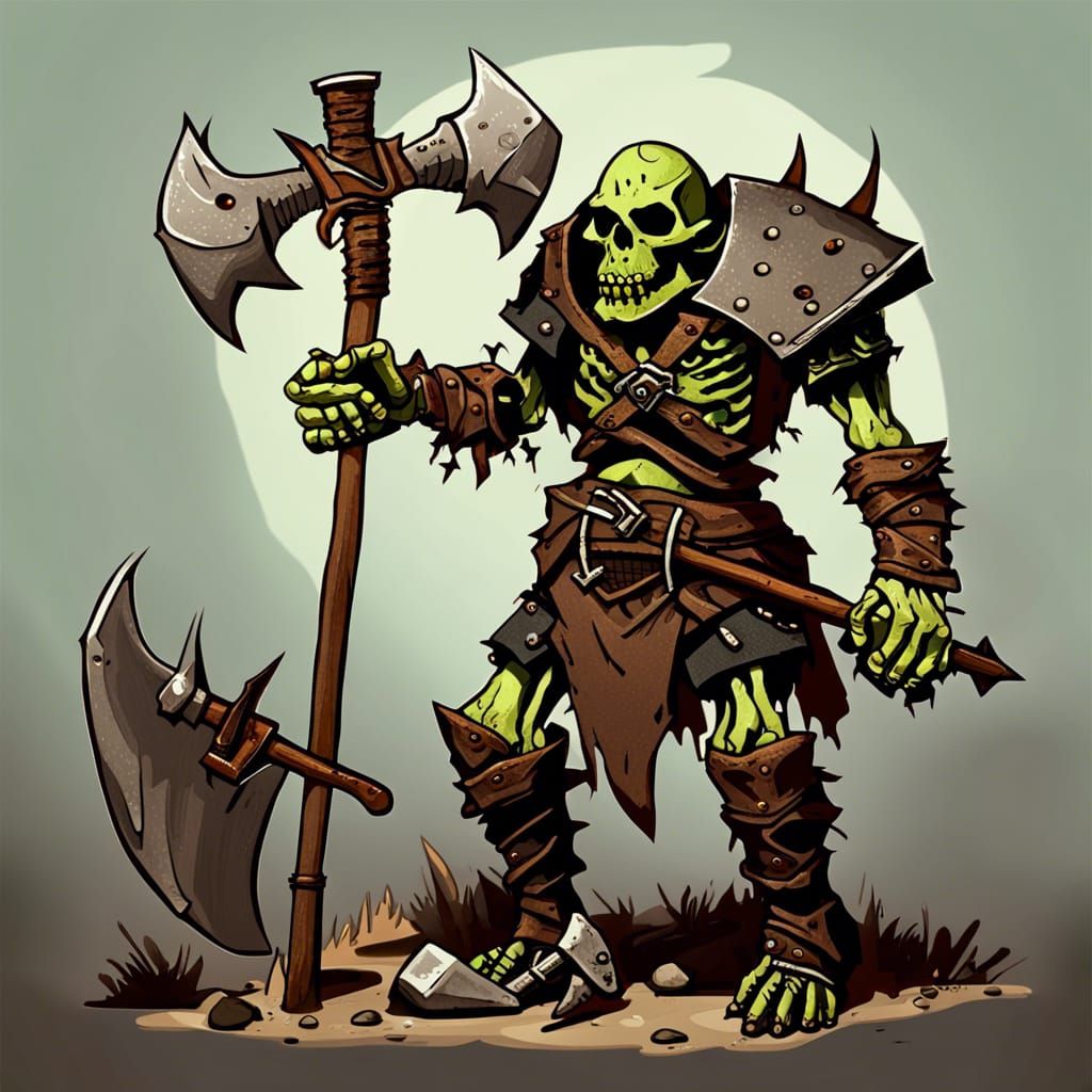Orc Skeleton with Greataxe in D&D Style