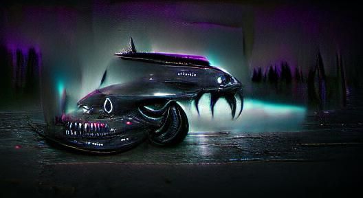 Sinister Mercedes and Alien Ship by Rutkowski