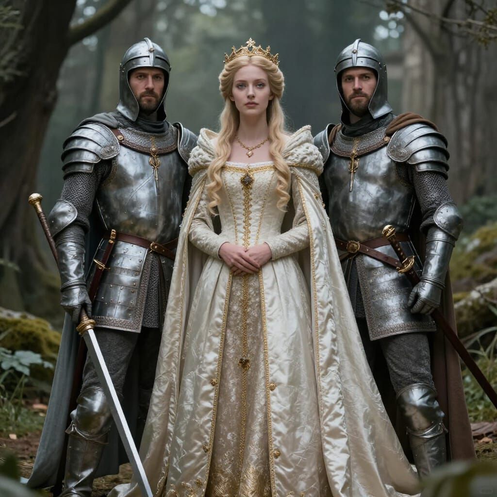 King Arthur and Queen Guinevere in a Fantasy Realm
