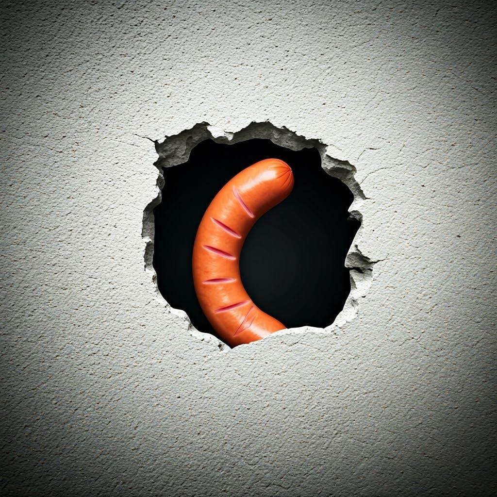 Weathered Cement Wall with Sausage