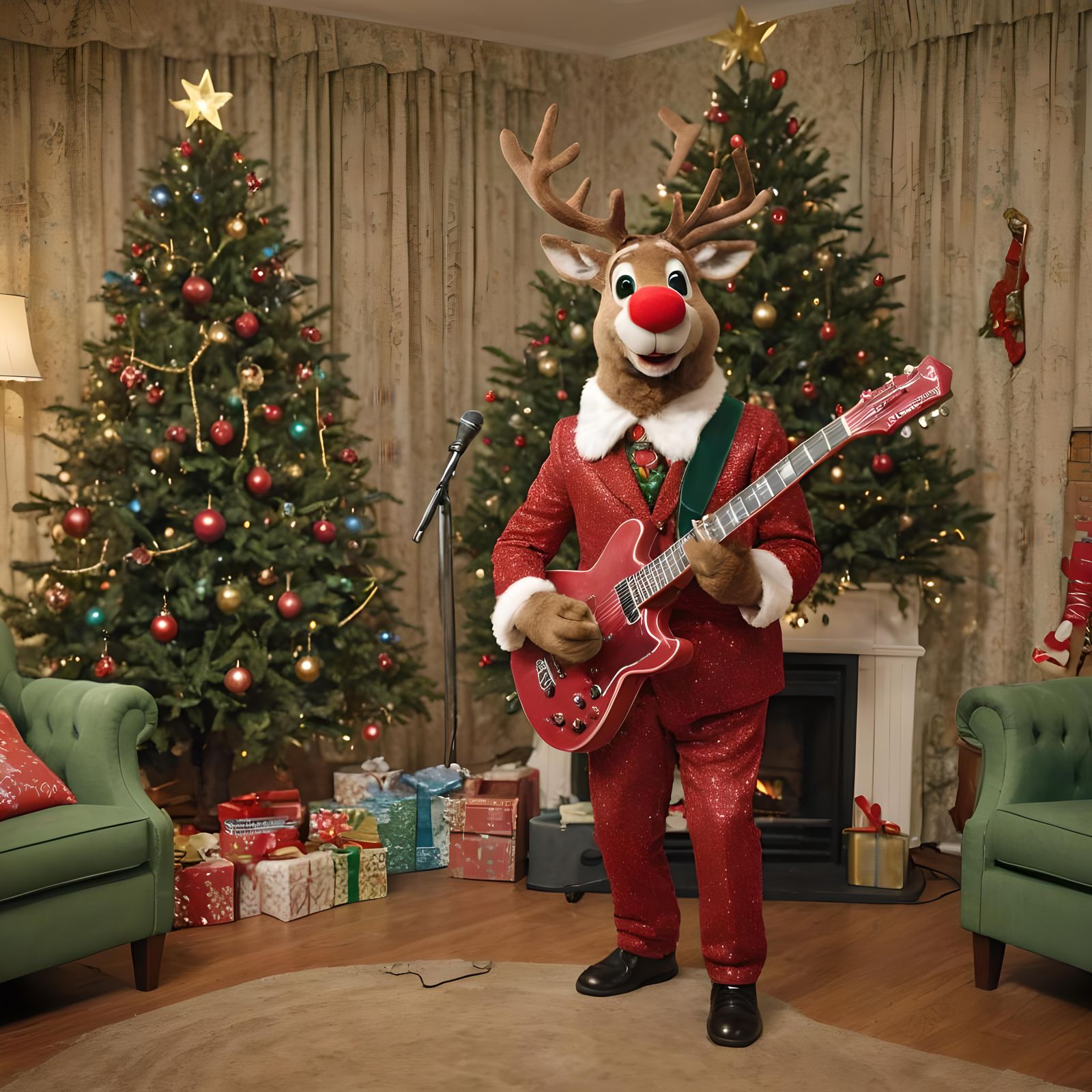 Rudolf the Reindeer Rocks Christmas in 1950s Style