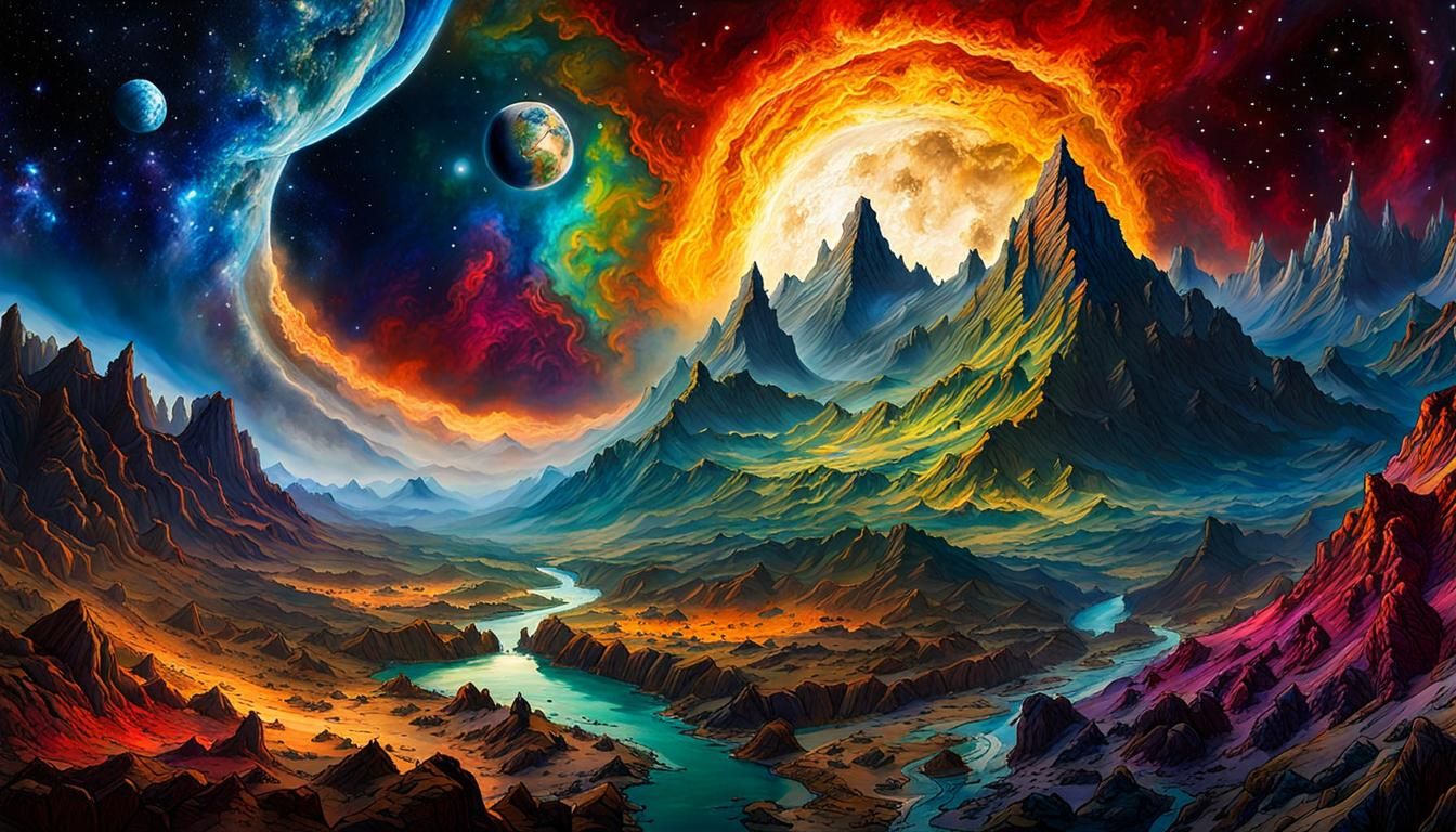 Cosmic Earth Art Masterpiece in Alcohol Ink Style