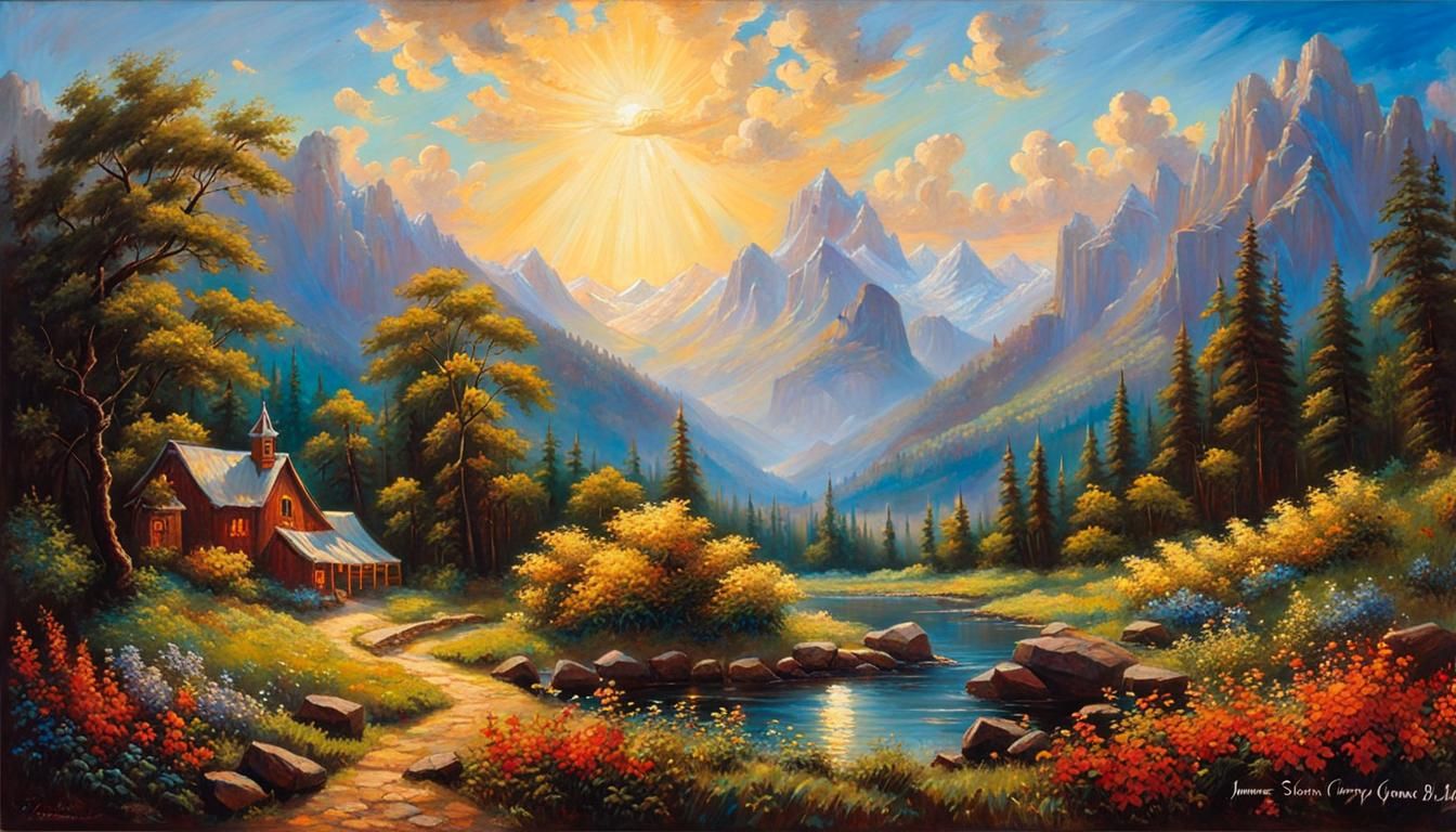 Joyful Blessings: An Oil Painting in Gurney Style