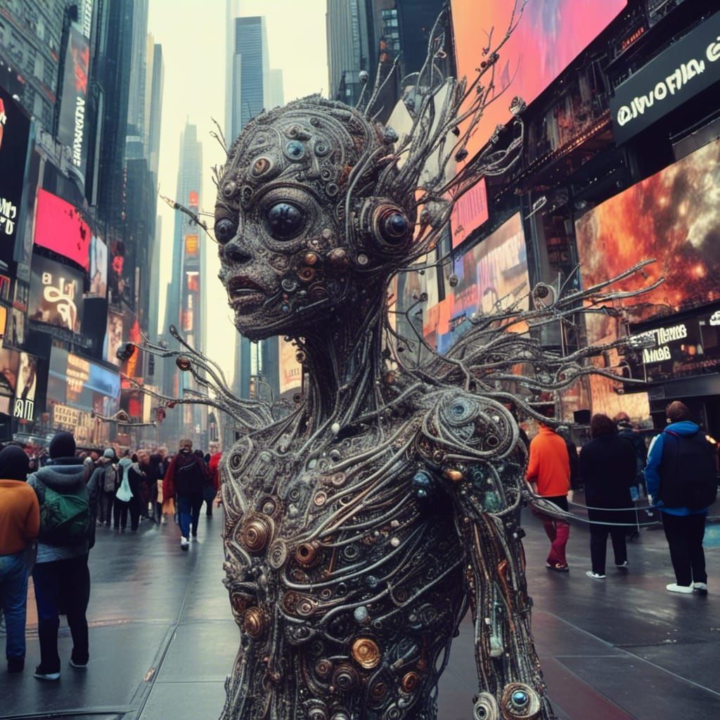 Extraterrestrial Traveler Visits Times Square