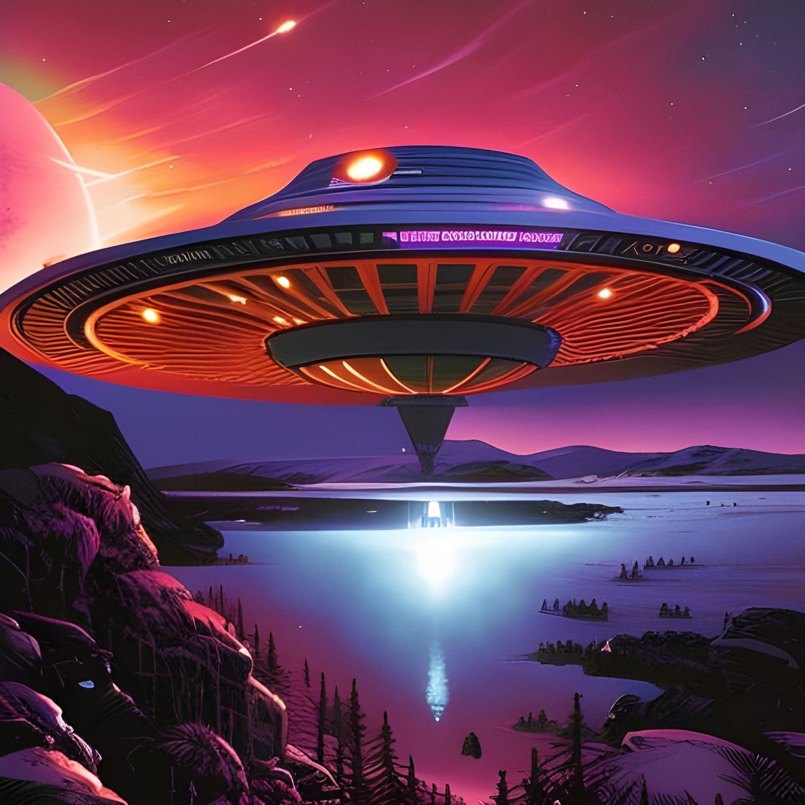 UFO Invasion in Comic Book Style