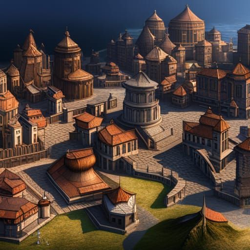 Detailed Map of a Fantasy Port City