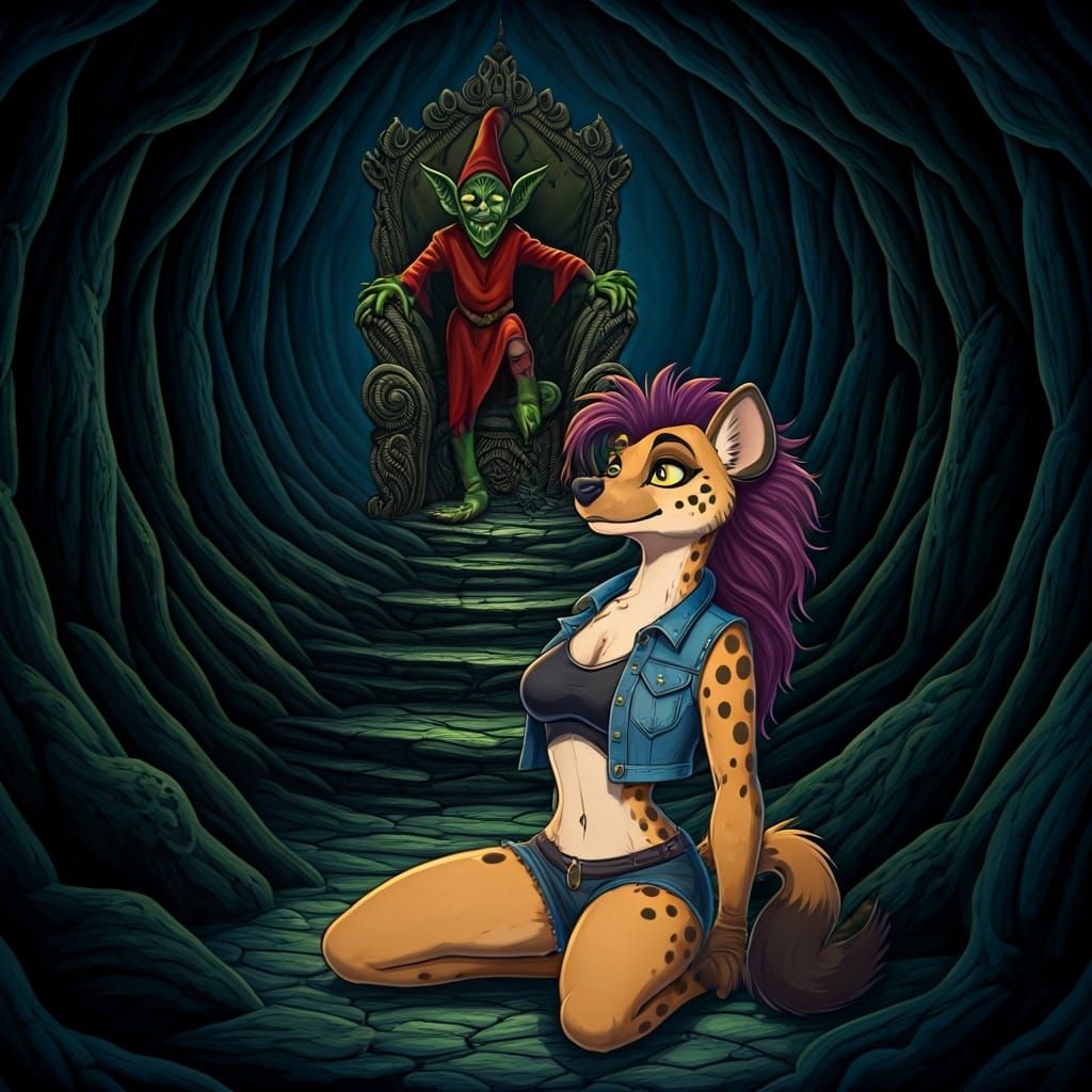 Goblin King in Eerie Grotto, Dark Fantasy Art