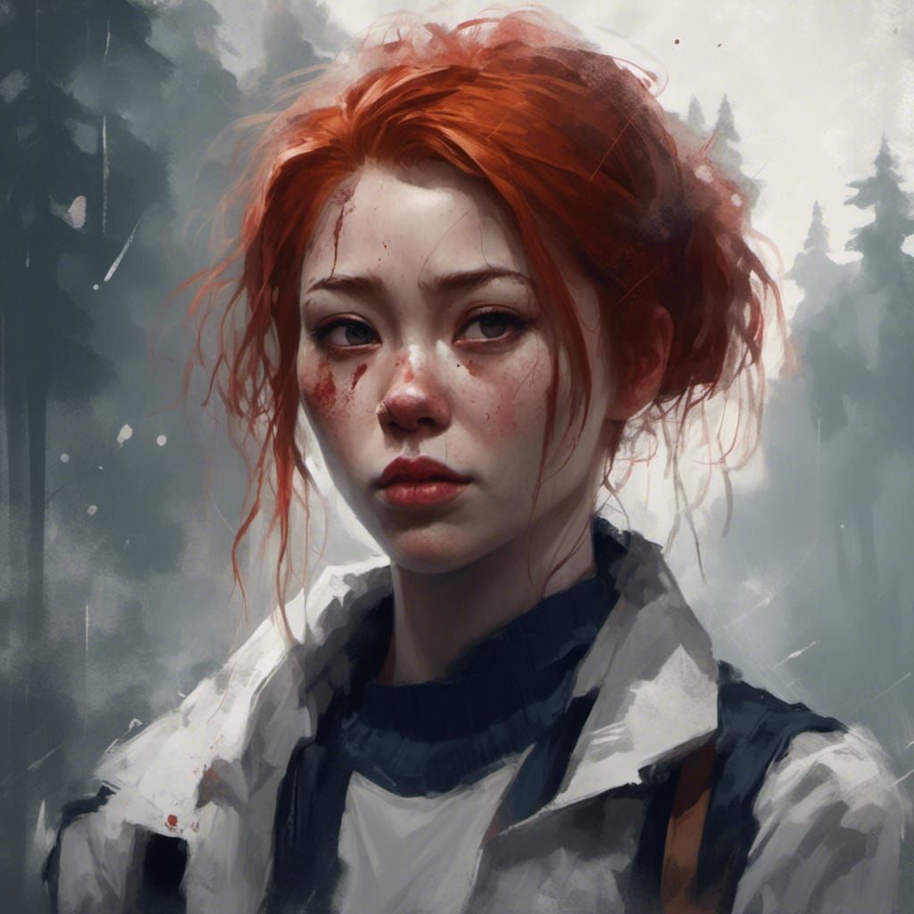 Redhead Portrait in Modern Anime Style