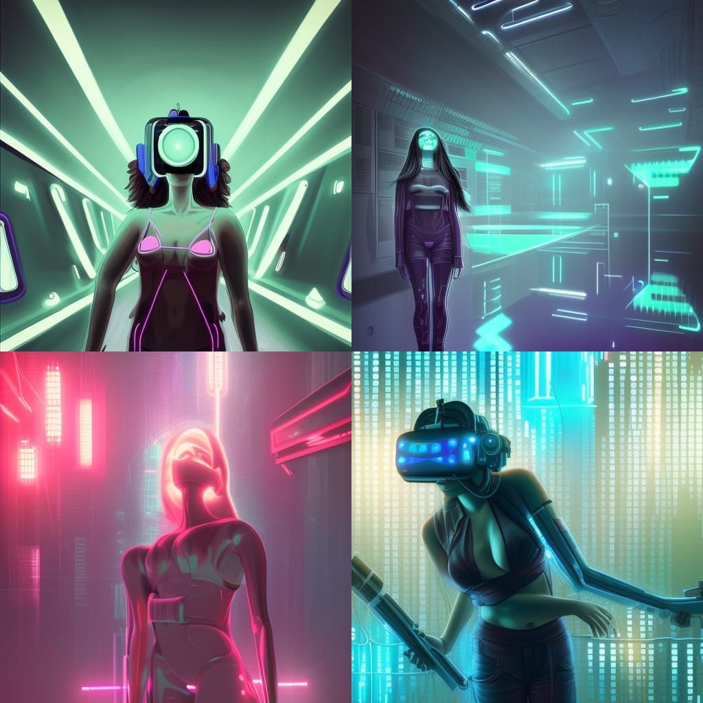 Cyberpunk Transgender Woman in VR: Digital Art
