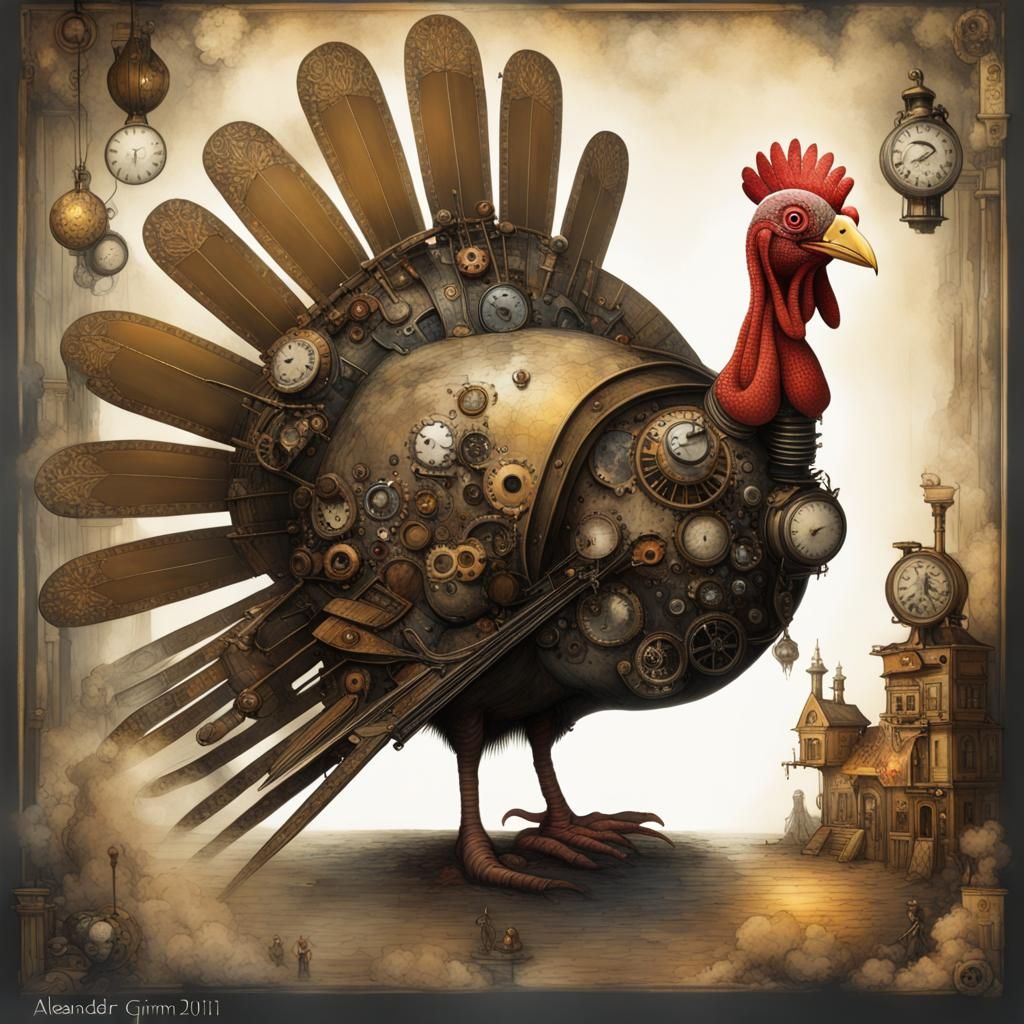 Steampunk Turkey in Surrealist Style
