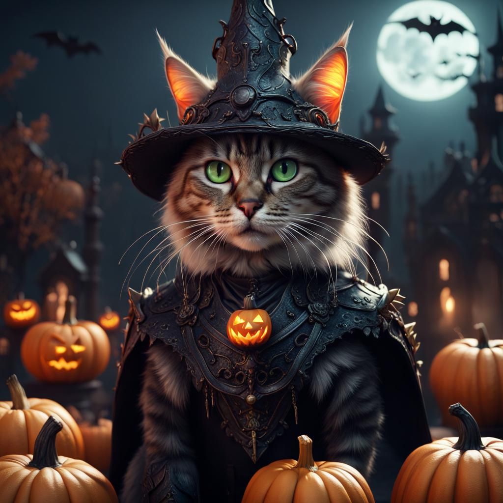 Halloween Cat Costume: Detailed Matte Painting