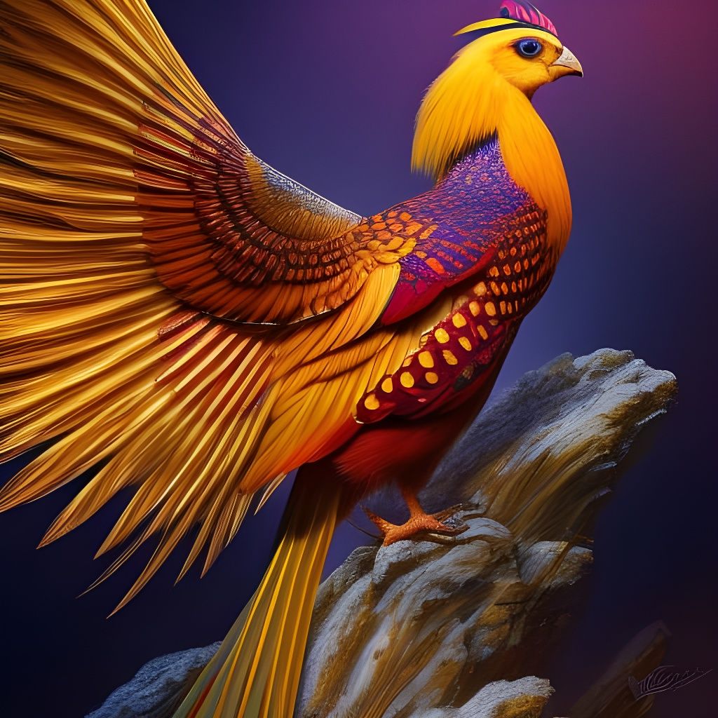 Golden Pheasant Woman with Noctilucent Background