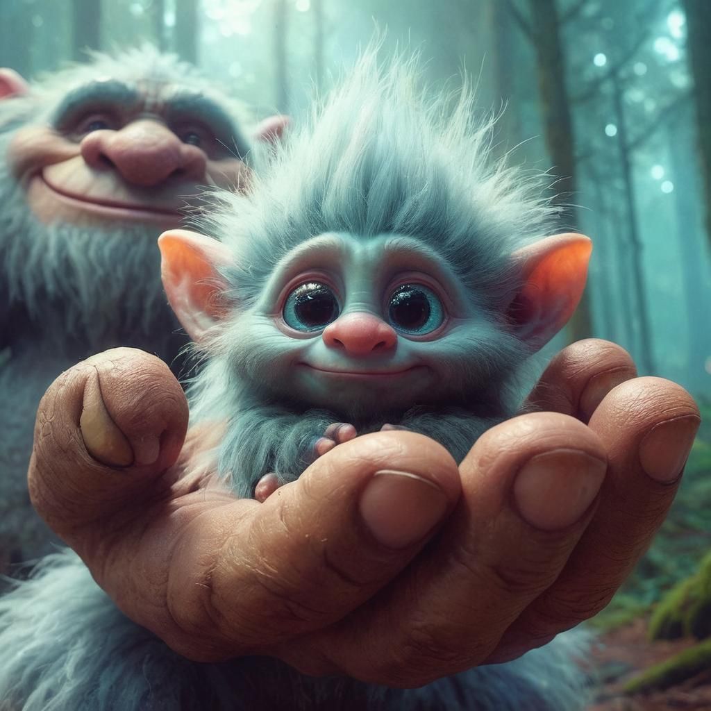 Adorable Trolls in Mystical Forest Concept Art