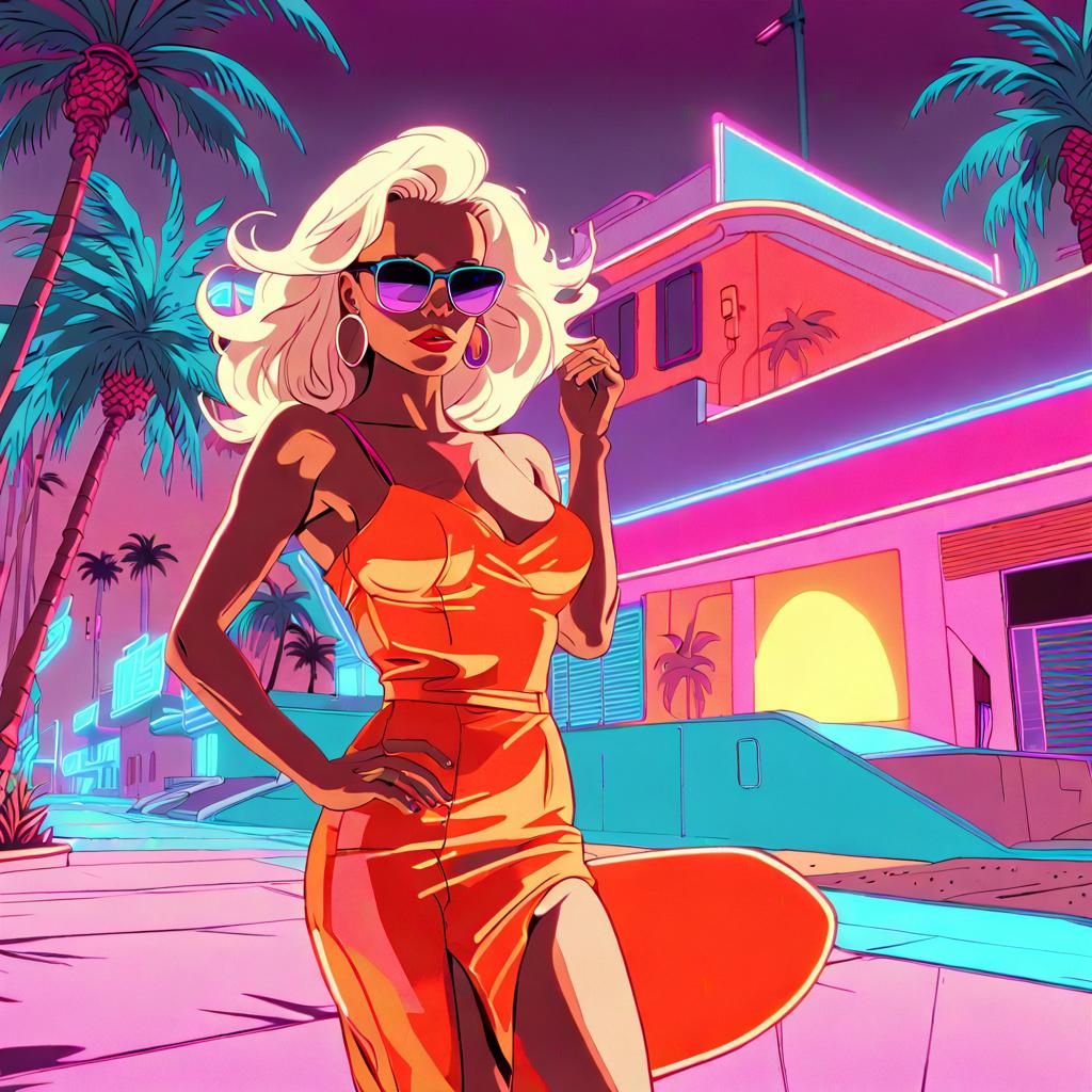 Neon Dreams in Vice City: Pamela Anderson's Retro Futuristic...