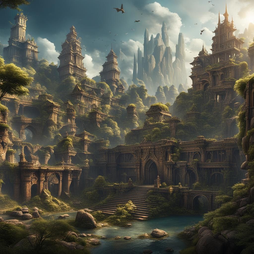 Fantastical Lost Cities Matte Painting in Deep Color